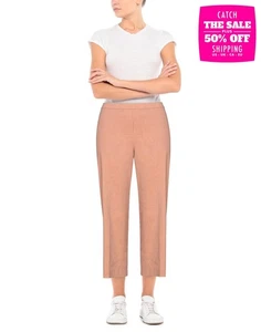 RRP €290 THEORY Cropped Trousers US6 UK10 IT42 M Linen Blend Pink Elastic Waist - Picture 1 of 4