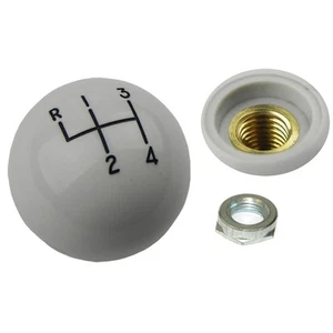 1964-88 1 7/8 White Hurst 4Sp Shifter Handle Ball Knob W Nut Coarse Thread - Picture 1 of 9