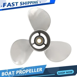 Stainless Steel 9 7/8 x 12 Outboard Propeller Fit Yamaha 25-30HP 10 Tooth,RH - Picture 1 of 6