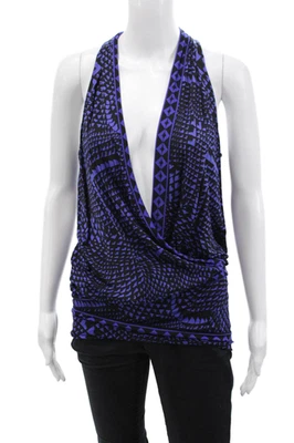 Blusa sin mangas BCBG Max Azria para mujer cuello en V profundo púrpura oscuro talla XS Foto 1 de 4