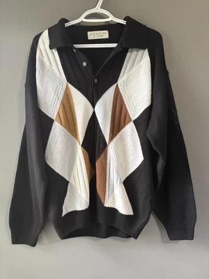 LYLE & SCOTT SCOTLAND Argyle Sweater Pullover Jumper V-Neck  | sz L - Image 1 of 4