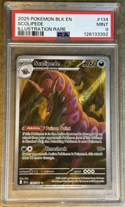 2025 POKÉMON BLACK BOLT EN SCOLIPEDE ILLUSTRATION RARE #134 💎 PSA 9 - Picture 1 of 6