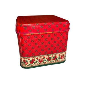 Vintage Christmas Tin Square Red Potpourri Press Collectible Disposable Coaster - Picture 1 of 10