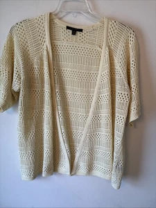Cardigan Cyrus taglia 2X maglione avorio panna maglia aperto davanti maniche corte - Foto 1 di 8