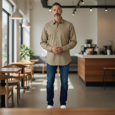 Cabela's Outfitter Series Marrón Manga Larga Para Hombre Camisa Abotonada 2XL Alta Foto 1 de 4