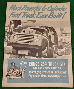 Brochure vendita colori 8 pagine Ford F-6 Trucks 1950; Dumper F-6 "Rouge 254" - Foto 1 di 4