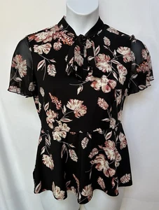 Perseption Concept ladies size L blouse with mid ties and floral print. - Picture 1 of 8