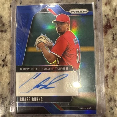 CHASE BURNS 2025 PRIZM PROSPECT SIGNATURES Blue CINCINNATI AUTO /49 MINT - Image 1 of 2