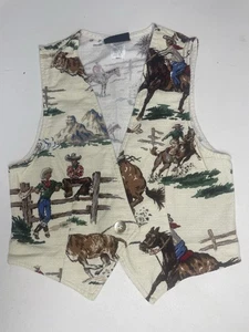 De Colección Chaleco Western 100% Algodón Botón Frontal Vaquero Vaquera Hecho en EE. UU. - Imagen 1 de 4