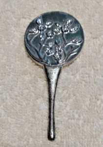 Vintage Miniature Doll Hand Mirror Silver Tone Repousse Floral Ghosty - Picture 1 of 6
