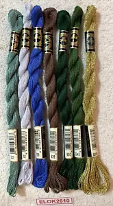 DMC Perle Cotton Size 5 Thread 7 Skeins Mixed Colors Solid No Duplicates - Picture 1 of 8