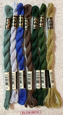 DMC Perle Cotton Size 5 Thread 7 Skeins Mixed Colors Solid No Duplicates - Image 1 of 4