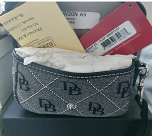 Dooney Bourke Signature Quilt Flap Wristlet Monogram Black NWT - Picture 1 of 3