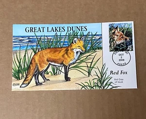US Collins FDC Handpainted #4362b Great Lakes Dunes Red Fox 2008 - Picture 1 of 3