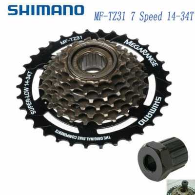 Cassette Shimano MF-TZ31-7 velocidades rueda libre atornillable 14-34T bicicleta de montaña repuestos Foto 1 de 4