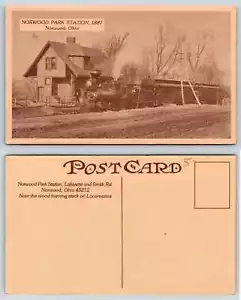 Cincinnati Ohio NORWOOD PARK RAILROAD STATION C L & N R R Train Postcard N556 - Picture 1 of 1