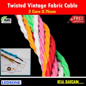 Twisted 2 Kern geflochtener Stoff elektrischer Draht Vintage Kabel Farbe Beleuchtungskabel - Bild 1 von 27
