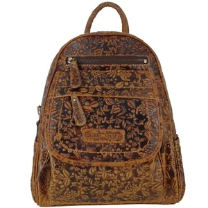Rucksack LEDER Damen Frauen Blumen Top Geschenk Braun Modern - Bild 1 von 8