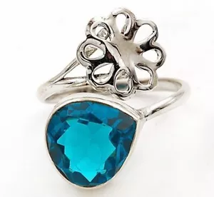 3CT Natural Flawless Blue Topaz 925 Sterling Silver Ring Jewelry Sz 7 @15-9 - Picture 1 of 2