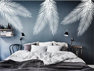 Calcomanía de pared con hojas de palma, arte de pared con hojas tropicales, pegatina de pared con hojas de palmera - Imagen 1 de 7