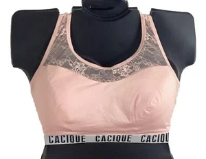 Livi Size 26 NWOT Low Impact Logo Lace No Wire Sport Bra Lane Bryant Peach - Picture 1 of 14