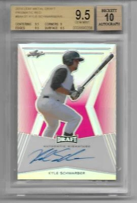 Kyle Schwarber 2014 Leaf Draft Refractor RC 1 st Auto 1/5 GEM MINT 10 Autograph - Image 1 of 2