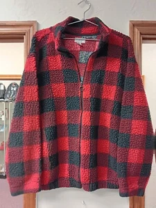 Arizona Plaid Fuzzy Full Zip Sherpa Shacket Jacket Size Xxl Preowned - Picture 1 of 4