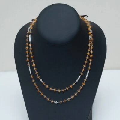 Nuevo Collar LAGOS Plata Esterlina Caviar Icono Cuentas Citrino con Estaciones 34" Foto 1 de 4