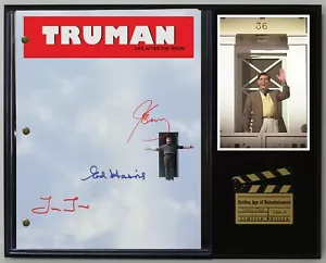 Reproducción de The Truman Show Guión de Película Firmado Pantalla de Placa de Madera - Imagen 1 de 8