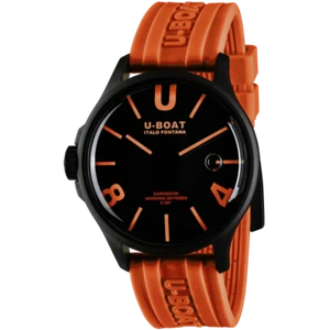 New U-Boat DARKMOON 44MM BK Orange PVD Rubber Band Men's Watch 9538 - Picture 1 of 4