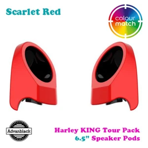 Scarlet Red King Tour Pack 6.5" Speaker Pods fit 14+ Harley Touring - Picture 1 of 5