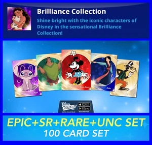 BRILLIANCE 2025 EPIC+SR+R+UC SET 100 CARTE-TOPPS DISNEY COLLEZIONE DIGITALE - Foto 1 di 1