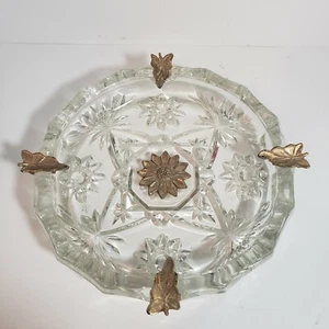 Cenicero - Vidrio con Metal, Hojas Color Dorado para Soportes - Imagen 1 de 8