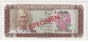 Sierra Leone 50 Cents ND (1979) P4cs2 Specimen Uncirculated + Gift! SL1B - Picture 1 of 3