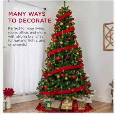 6FT Christmas Tree Metal Stand holly berry pine cone 6white/6yellow/6red ball - Image 1 of 4