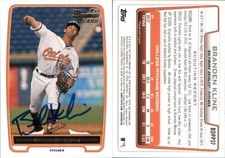Branden Kline Signed 2012 Bowman  #BDPP37 Card Baltimore Orioles Auto AU