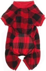 SCENEREAL DOG PAJAMAS RED/BLACK CHECKERD PLAID XL SOFT FLEECE unsealed nip - Picture 1 of 6