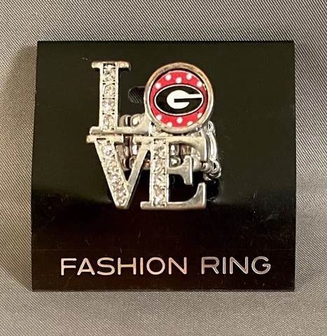 Love Georgia Bulldogs Silver Tone Fashion Stretch Ring New NCAA Cover