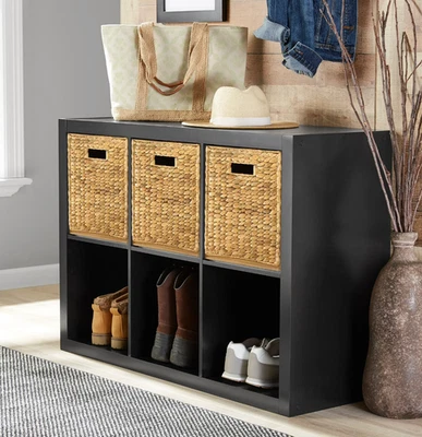 6 Cube Display Stand Organizer Black Finish Cubby Shelves Bookcase Vinyl Storage - Image 1 of 4