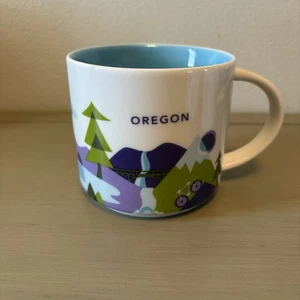 Starbucks Oregon You Are Here Series 2015 14oz Coffee Mug Mountains Outdoors EUC - Picture 1 of 5