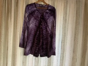 BOHO PEASANT Purple TIE DYE TUNIC TOP FITS 12 - Picture 1 of 3