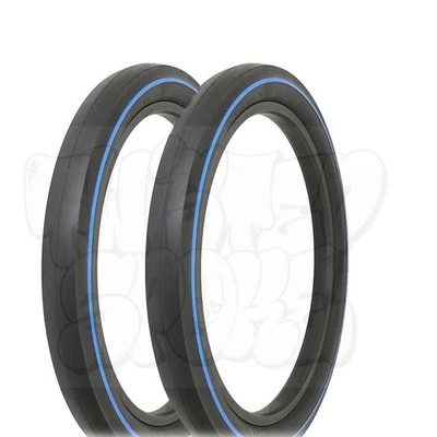 PAIR Ralson Slick Street BMX Freestyle Park Tires Black w/ Blue Line 20 x 2.125 - Image 1 of 2