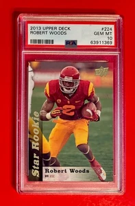 PSA 10 2013 Upper Deck Robert Woods 224 Star Rookie Football Card RC USC TROJANS - Picture 1 of 2