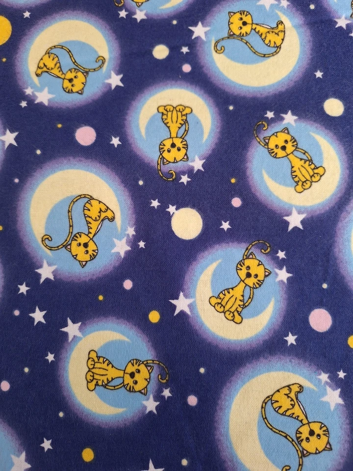 1 1/2 Yds. Kitties on the Moon Flannel Cotton Quilt Fabric - Image 1 of 1