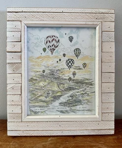 Gil McCue 13”x11” North County San Diego Hot Air Balloon Lithograph Print Framed - Picture 1 of 7