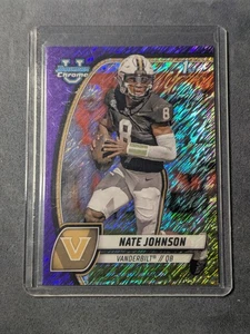 Nate Johnson 2024 Bowman University Purple Shimmer 1st Bowman Vanderbilt - Picture 1 of 2