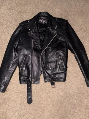 Chaqueta de moto Gallery de cuero vintage 100 % cuero genuino para mujer Foto 1 de 4