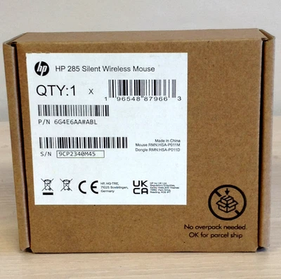 HP 285 Silent Wireless Mouse USB-A BLACK Right Hand 6G4E6AA#ABL Sealed Box NEW - Image 1 of 4