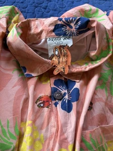 Camisa Hawaiana Pirana Joe Para Hombre Naranja Piña Estampado Floral Manga Corta L 113 - Imagen 1 de 3