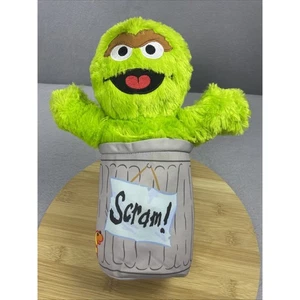Sesame Street Oscar The Grouch Plush Puppet Scram Trash Can Stuffed Toy - Picture 1 of 16